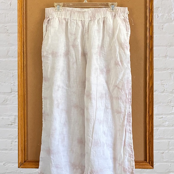 C & C California Linen Wide Leg Cropped Pants Size Large - Picture 2 of 8